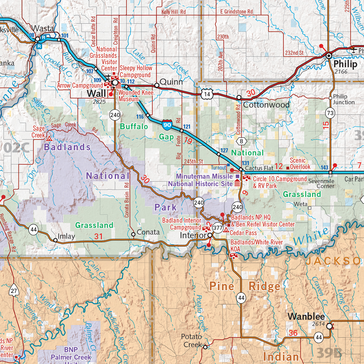 South Dakota Recreation Wall Map — Benchmark Maps