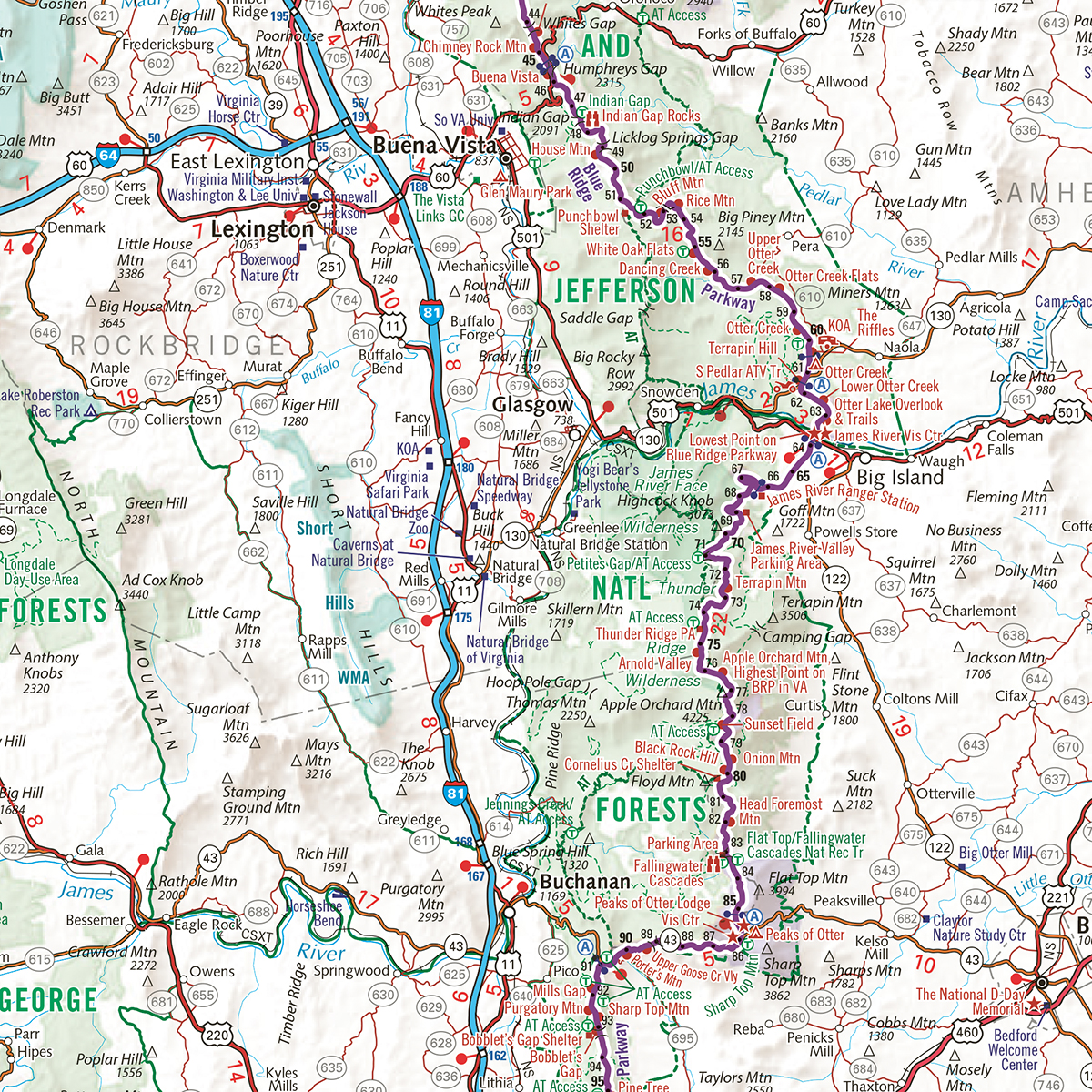 Blue Ridge Parkway Recreation Map — Benchmark Maps